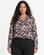 Jasmine 3 Mönstrad Topp Dam Chocolate Plum Combi | Smilebutiken - Wasabiconcept