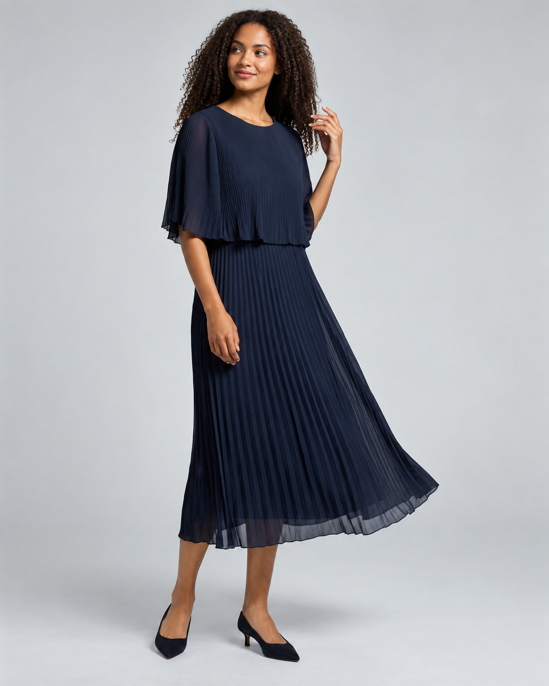 Agnes Plisserad Klänning Dam Mörkblå Navy | Smilebutiken - Chica London