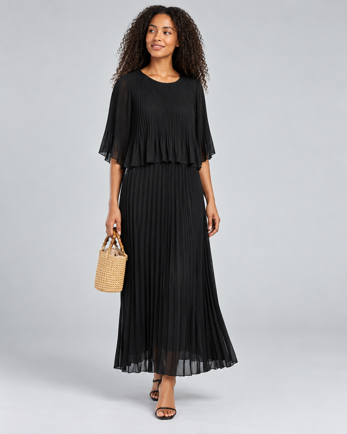 Agnes Plisserad Klänning Dam Svart Black | Smilebutiken - Chica London