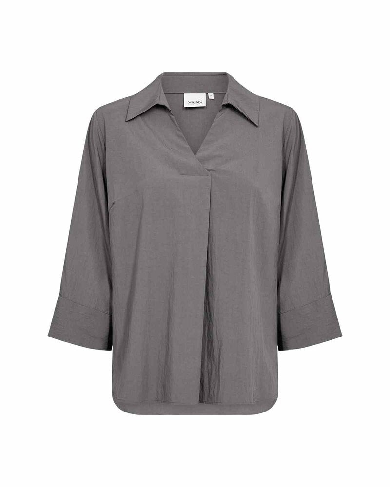 Aja 2 V-neck Blouse Women Dark Grey | Smilebutiken - Wasabiconcept