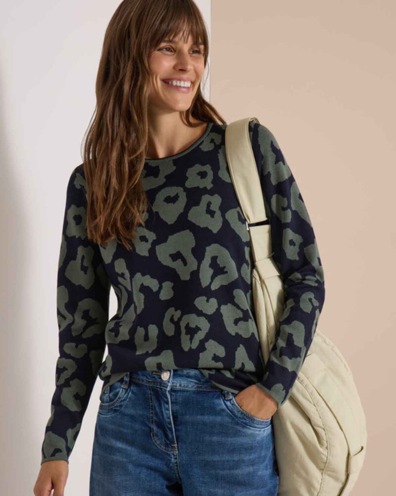 Alana Rundhalsad Tröja Dam Urban Dark Blue | Smilebutiken - Cecil
