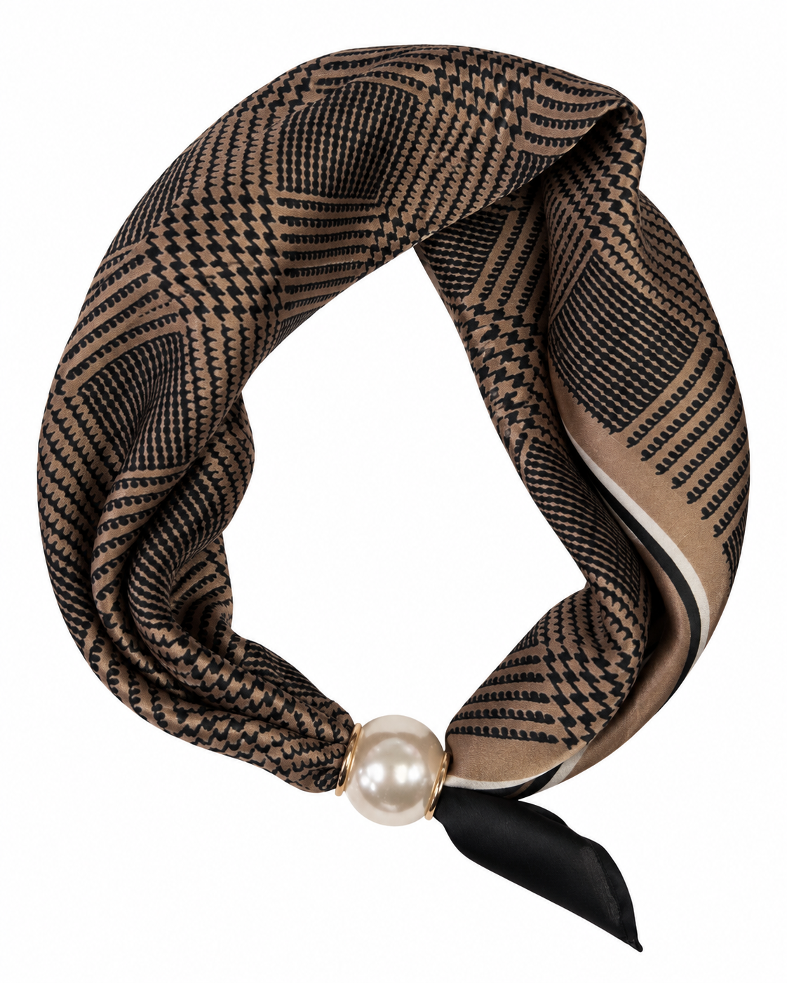 Alice Scarf med Magnetspänne Dam Beigegrå Mönstrad Taupe | Smilebutiken - Caramelle Fashion