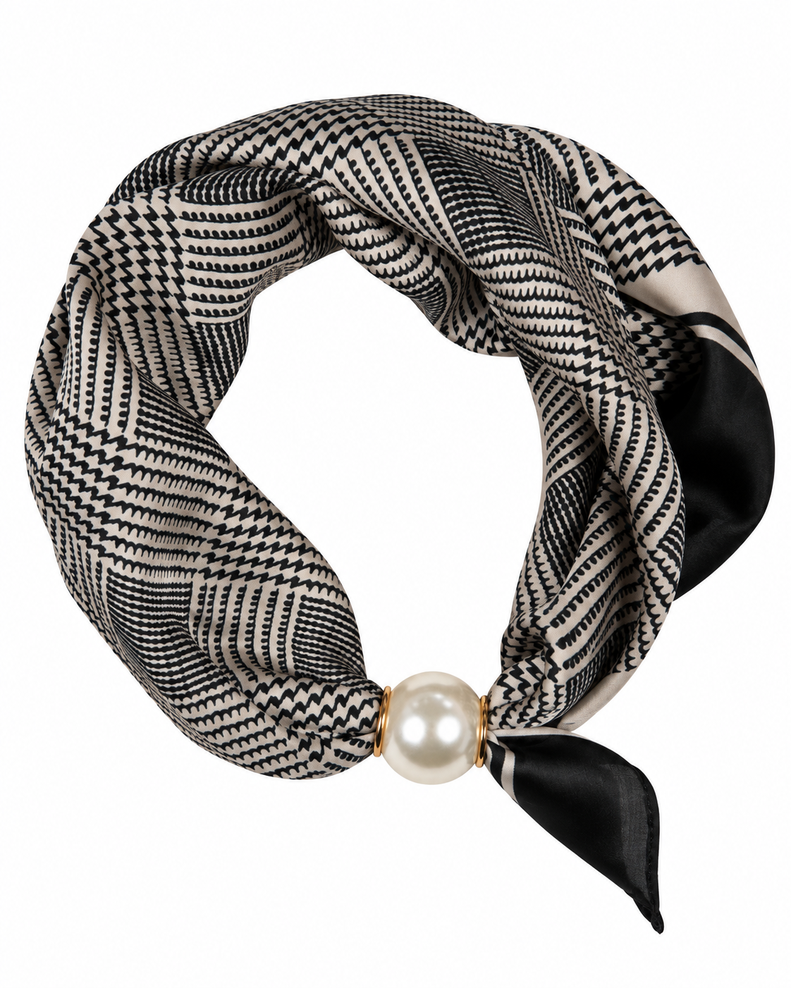 Alice Scarf med Magnetspänne Dam Svartmönstrad Black | Smilebutiken - Caramelle Fashion
