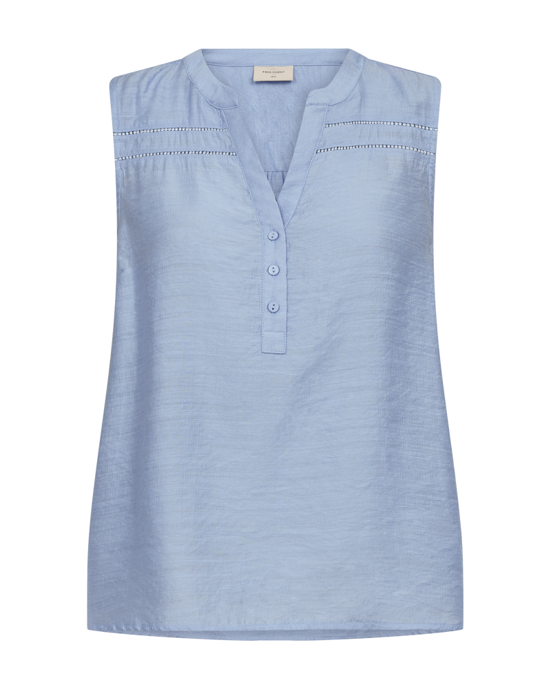 Andrea Ärmlös Blus Dam Chambray Blue | Smilebutiken - Freequent