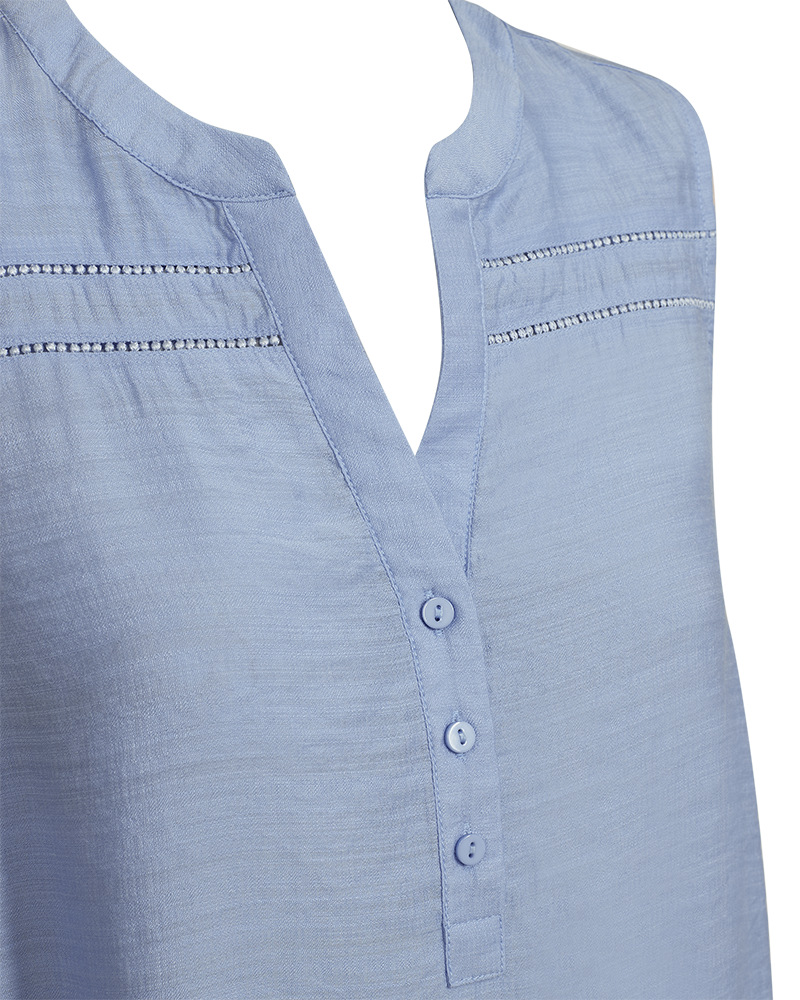 Andrea Ärmlös Blus Dam Chambray Blue | Smilebutiken - Freequent