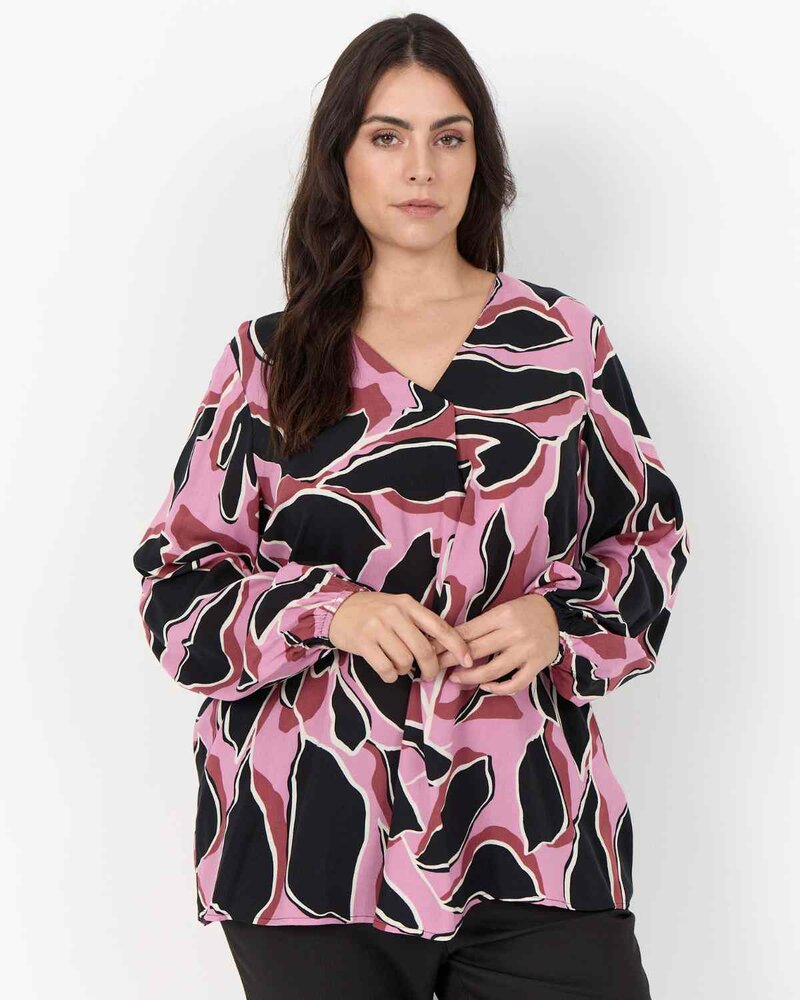Athalia 2 V-ringad Blus Dam Mauve Orchid Combi | Smilebutiken - Wasabiconcept