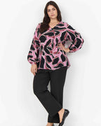 Athalia 2 V-ringad Blus Dam Mauve Orchid Combi | Smilebutiken - Wasabiconcept