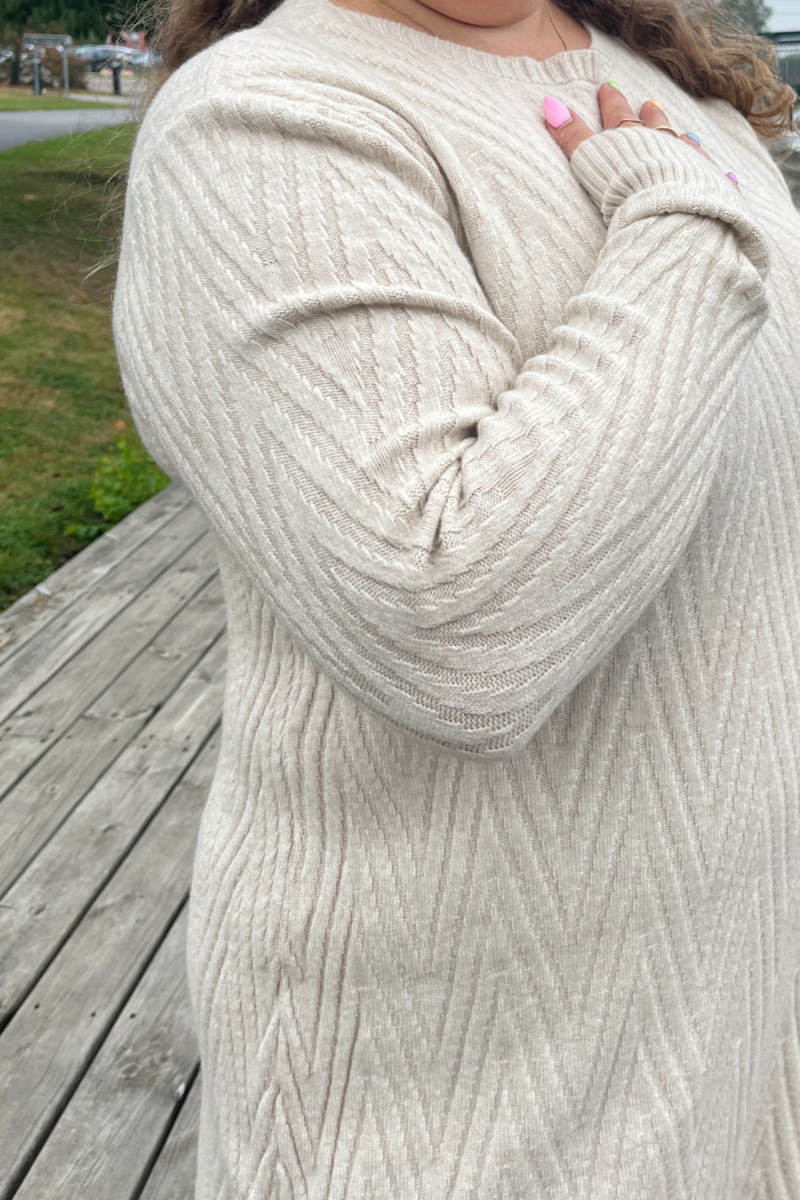 CC Fashion Tone Stickad Tunika 2 Dam Creme Caramelle Fashion