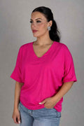 Line V-ringad T-shirt Dam Cerise Camicia
