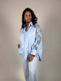 Nikki Skjorta Med Spets Dam Light Blue CAMICIA