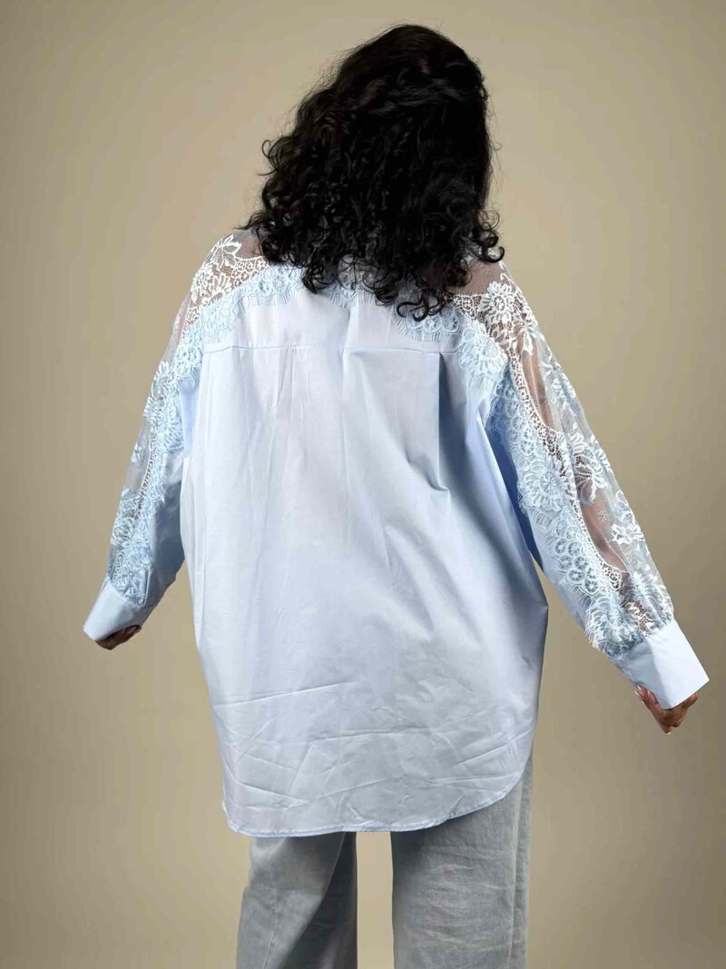 Nikki Skjorta Med Spets Dam Light Blue CAMICIA