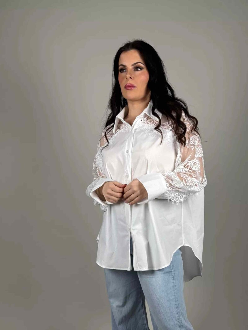 Nikki Skjorta Med Spets Dam White CAMICIA