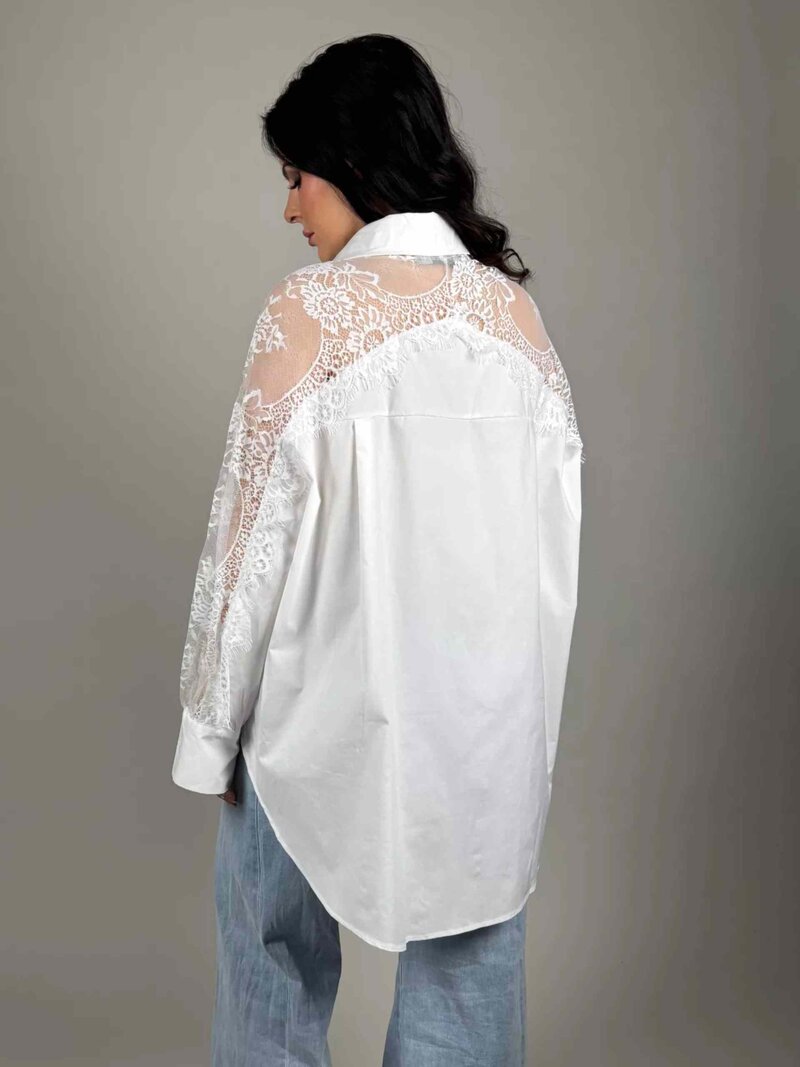 Nikki Skjorta Med Spets Dam White CAMICIA