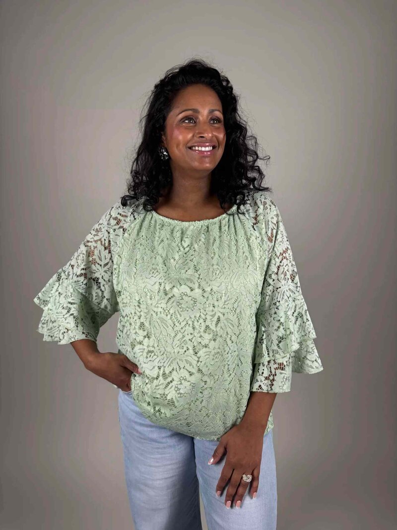 Rosalia Spets Topp Dam Green Camicia
