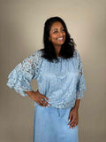 Rosalia Spets Topp Dam Light Blue Camicia