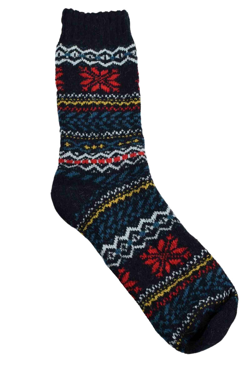 Ullsocka 1-pack Mönstrad Black Carlsteins
