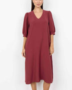 Cath 11 V-Ringad Klänning Dam Oxblood Red | Smilebutiken - Soyaconcept