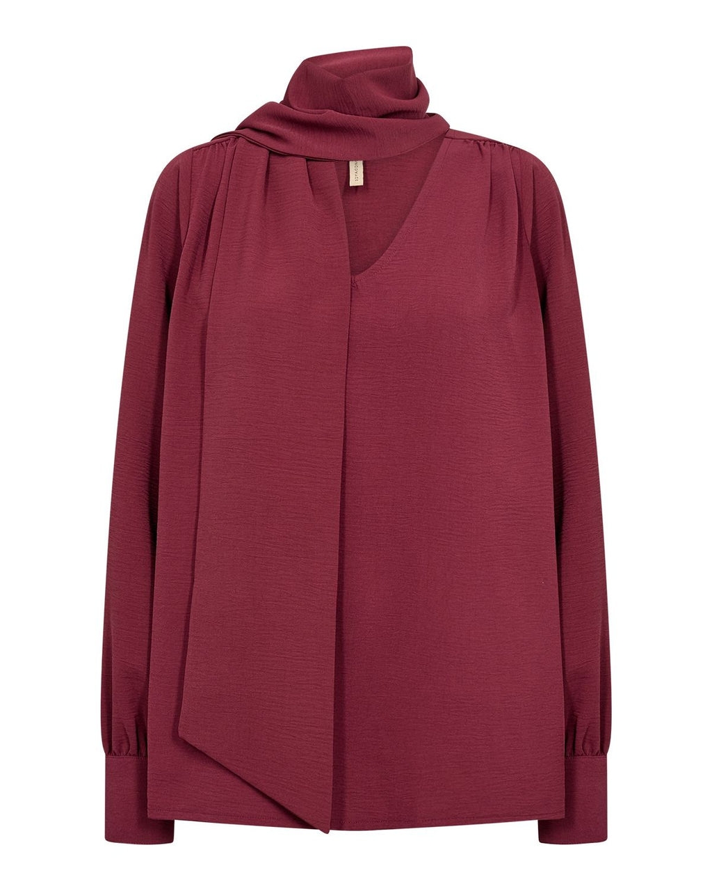 Cath 15 V-ringad Blus med Scarf Röd Rhododendron | Smilebutiken - Soyaconcept