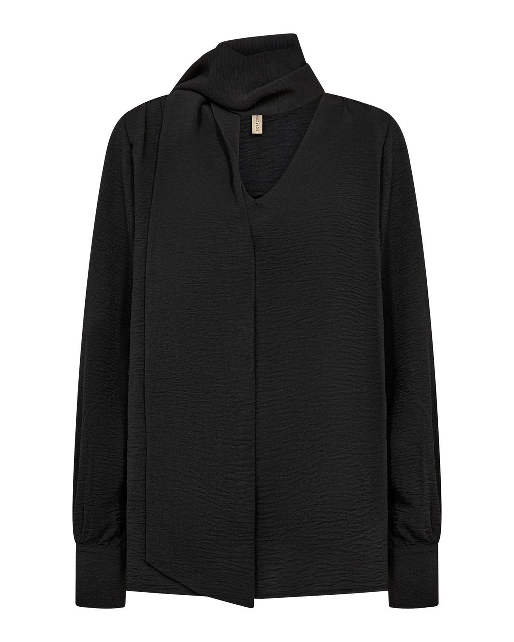 Cath 15 V-ringad Blus med Scarf Svart Black | Smilebutiken - Soyaconcept