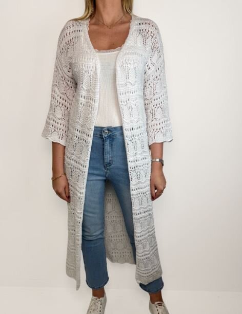 Chica London Betty Virkad Kaftan Dam White CARAMELLE FASHION