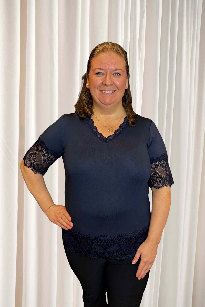 Chica London Blake Short Sleeve Lace Top Women Navy CARAMELLE FASHION