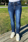 Franka Jeans med Blingknappar Dam Blue | Smilebutiken - Caramelle Fashion