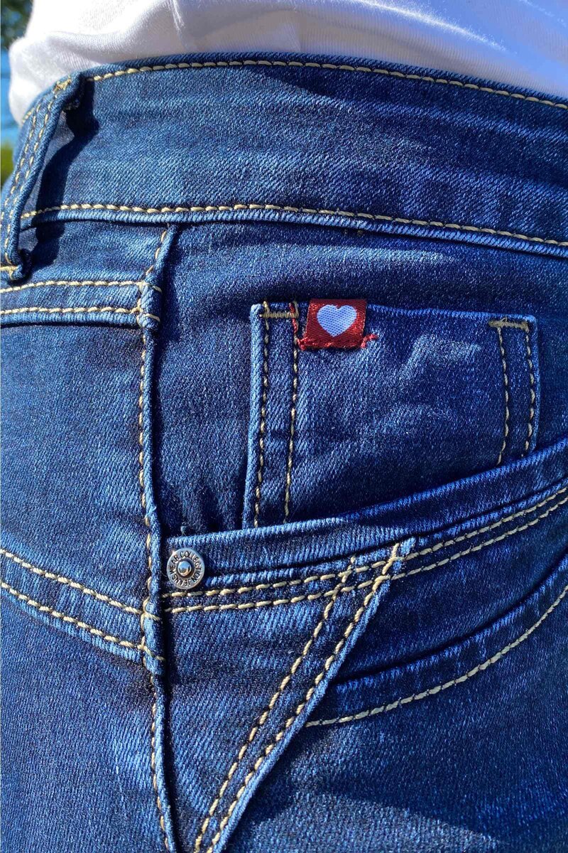 Franka Jeans med Blingknappar Dam Blue | Smilebutiken - Caramelle Fashion