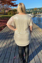 Chica London Gabriella V-ringad Paljettopp Dam Champagne Caramelle Fashion