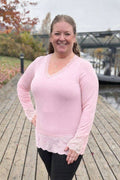 Chica London Gwynne Long Sleeved Top with Lace Women Pink CARAMELLE FASHION