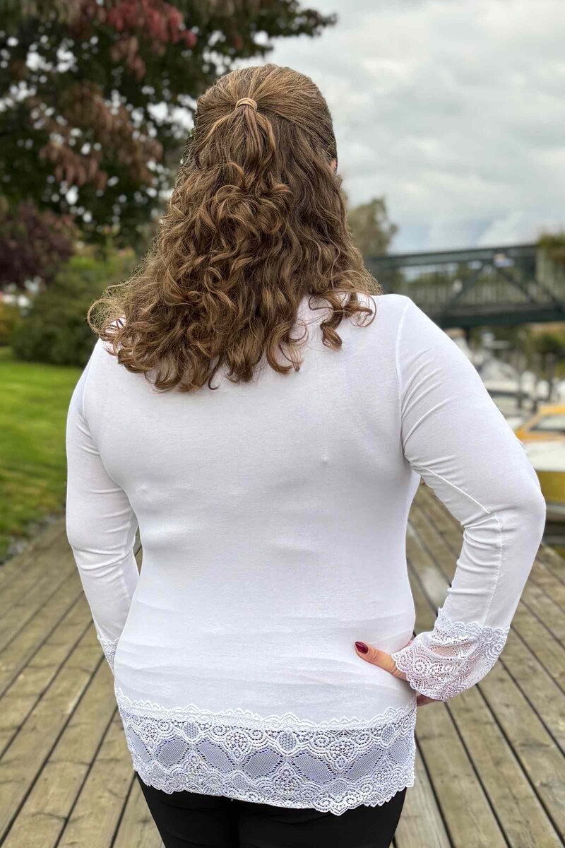 Chica London Gwynne Långärmad Topp med Spets Dam White CARAMELLE FASHION