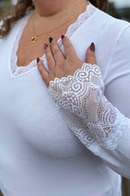 Chica London Gwynne Långärmad Topp med Spets Dam White CARAMELLE FASHION