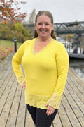 Chica London Gwynne Long Sleeve Top with Lace Women Yellow CARAMELLE FASHION