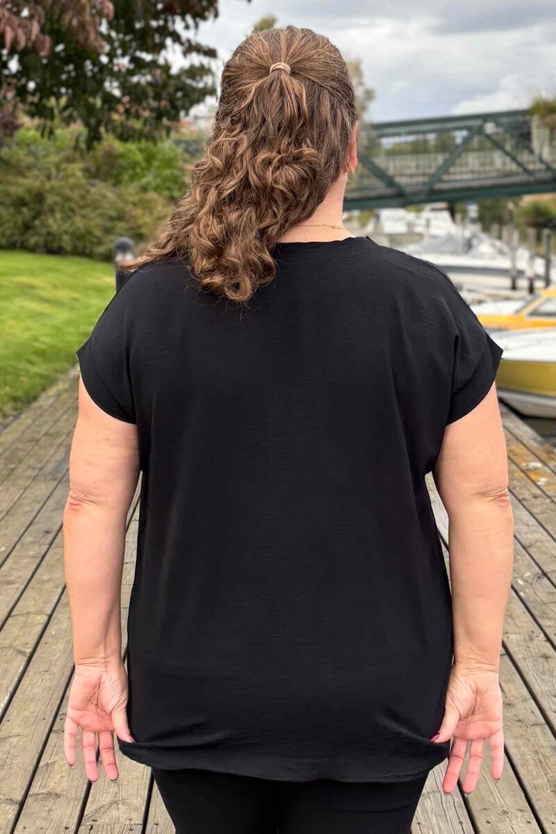 Chica London Kyla V-ringad Blus Dam Black CARAMELLE FASHION