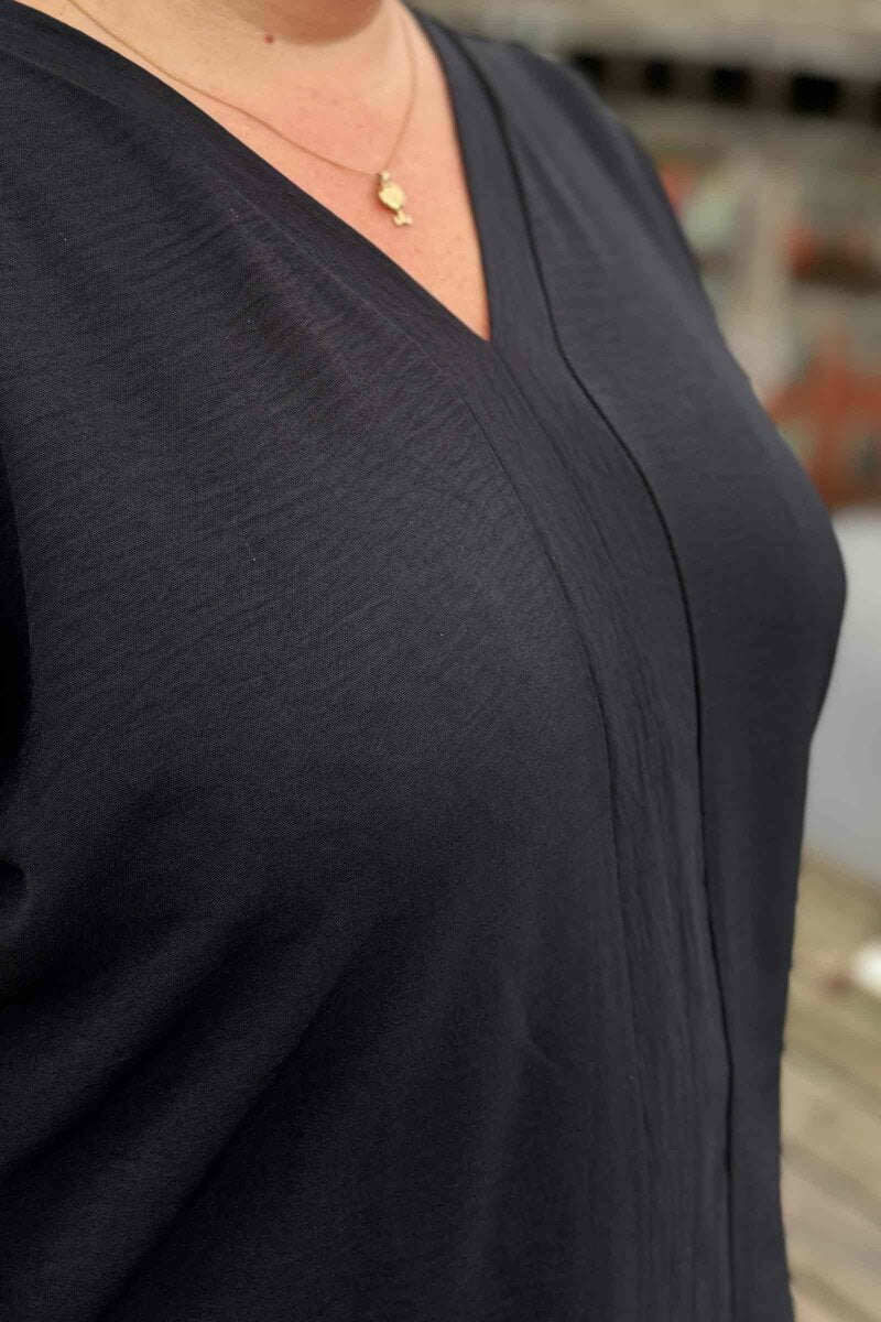Chica London Kyla V-ringad Blus Dam Black CARAMELLE FASHION