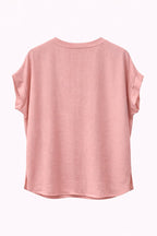 Chica London Kyla V-ringad Blus Dam Light Pink - Caramelle Fashion