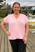 Chica London Kyla V-neck Blouse Ladies Light Pink - Caramelle Fashion