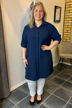 Chica London Eda Långskjorta Dam Navy CARAMELLE FASHION