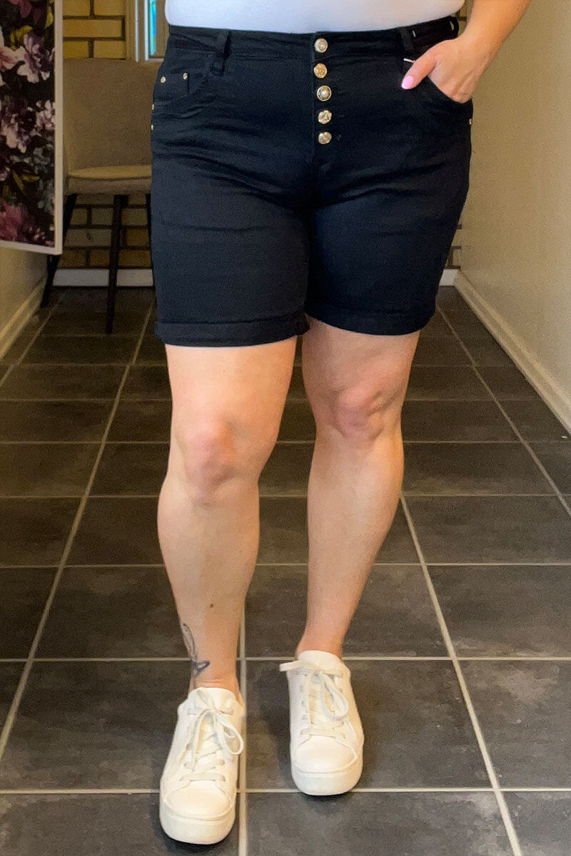 Chica London Mirella Shorts Med Blingknappar i Guld Dam Black Caramelle Fashion