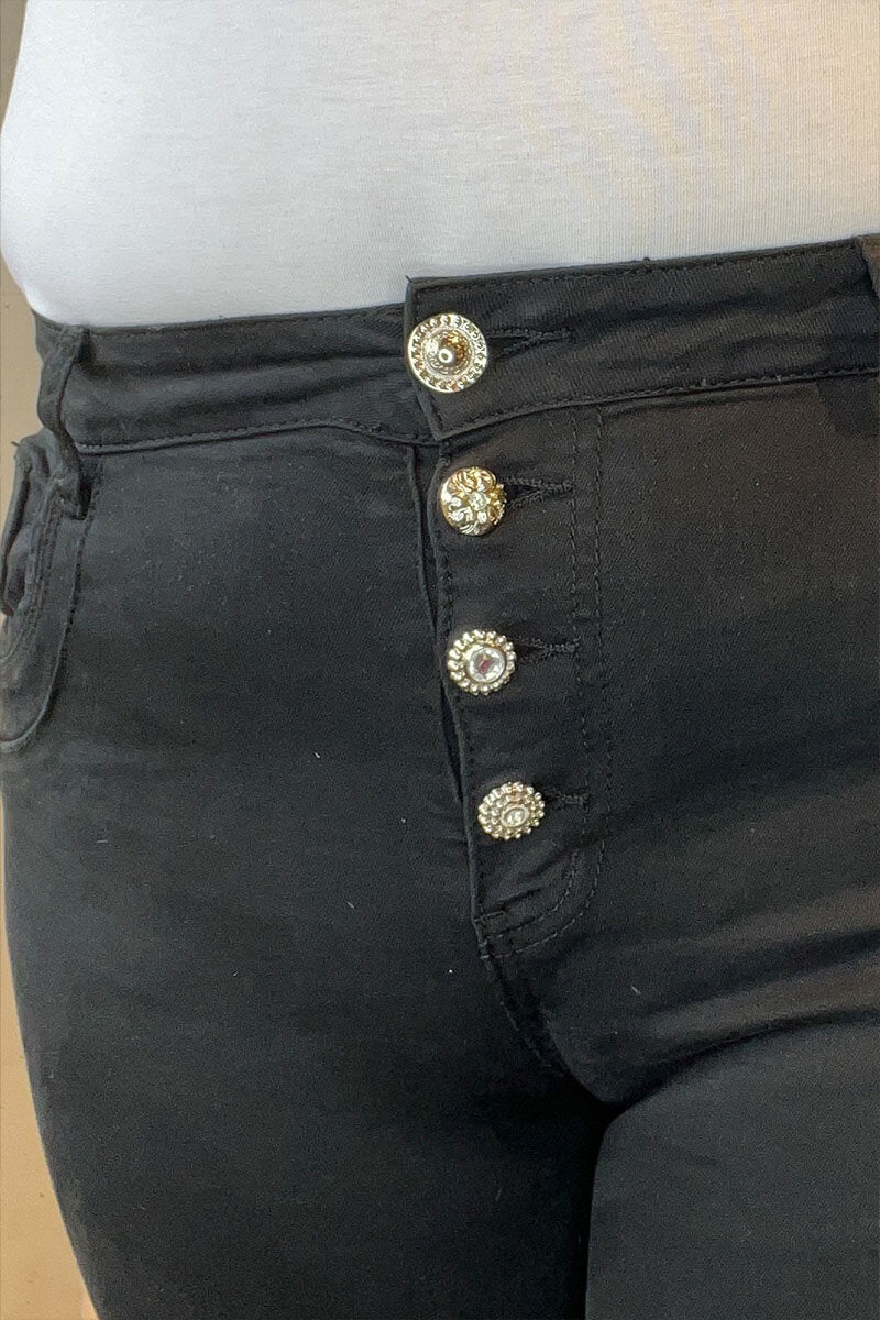 Chica London Naomi Capri Med Blingknappar Dam Black Caramelle Fashion