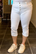 Chica London Naomi Capri Med Blingknappar Dam White Caramelle Fashion
