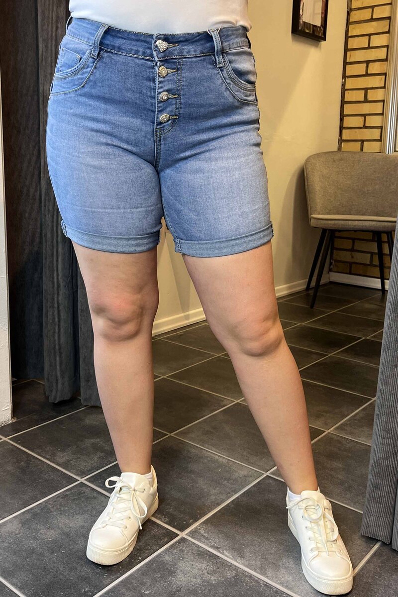 Chica London Shorts 1 Denim Blingknappar Dam Blue Caramelle Fashion