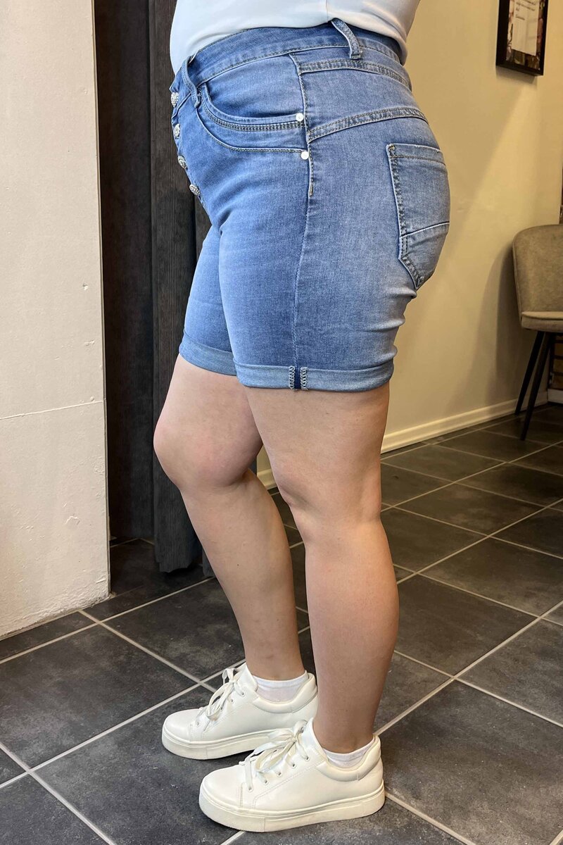 Chica London Shorts 1 Denim Blingknappar Dam Blue Caramelle Fashion