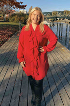 Chica London Doris V-ringad Klänning Volang Dam Red CARAMELLE FASHION