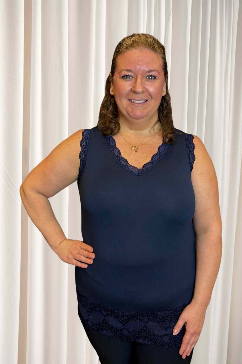 Chica London Willa Linne med Spets Dam Navy CARAMELLE FASHION