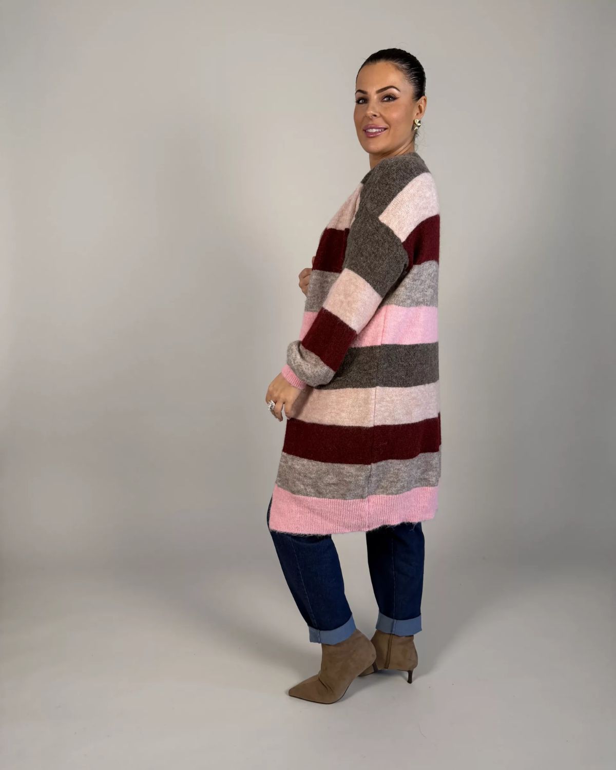 Ciara Randig Långkofta Dam Rosa | Smilebutiken - Camicia