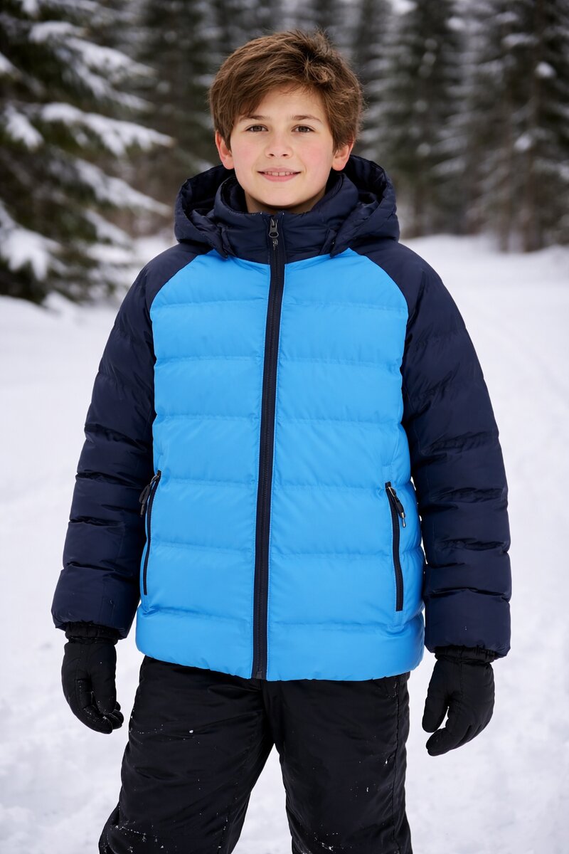 Ski Jacket Quilted Vinterjacka Barn Junior Blue Color Kids