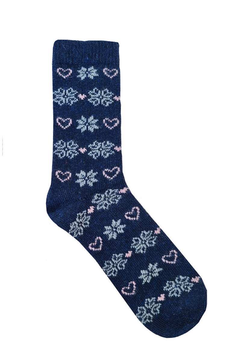 Wool Sock Kids Navy Heart D6Soul