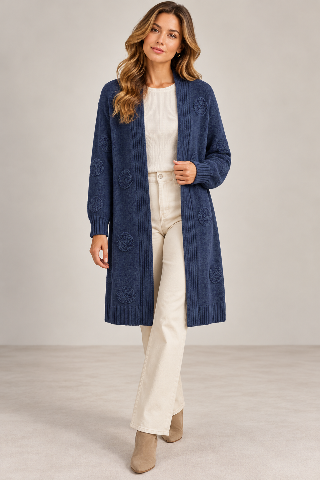Dagny Långkofta med fickor Dam Blå Navy | Smilebutiken - Caramelle Fashion