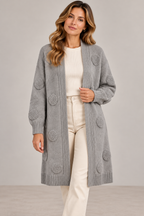 Dagny Långkofta med fickor Dam Grå Grey | Smilebutiken - Caramelle Fashion