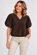 Diane Blus Med Ballongärm Dam Brun Dark Brown | Smilebutiken - Caramelle Fashion
